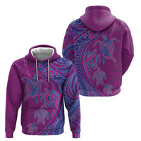 Hawaiian Turtles and Polynesian Art Tattoo Zip Hoodie Cerise