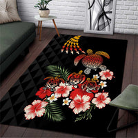 Hawaiian Hibiscus Turtle and Tropical Flower Area Rug Dynamic Vibe