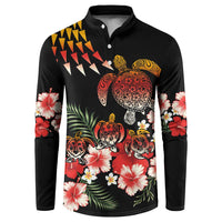 Hawaiian Hibiscus Turtle and Tropical Flower Button Sweatshirt Dynamic Vibe