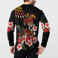 Hawaiian Hibiscus Turtle and Tropical Flower Button Sweatshirt Dynamic Vibe
