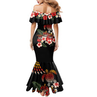 Hawaiian Hibiscus Turtle and Tropical Flower Family Matching Mermaid Dress and Hawaiian Shirt Dynamic Vibe
