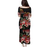 Hawaiian Hibiscus Turtle and Tropical Flower Family Matching Puletasi and Hawaiian Shirt Dynamic Vibe