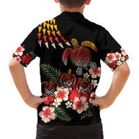 Hawaiian Hibiscus Turtle and Tropical Flower Family Matching Summer Maxi Dress and Hawaiian Shirt Dynamic Vibe