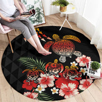 Hawaiian Hibiscus Turtle and Tropical Flower Round Carpet Dynamic Vibe LT03 - Polynesian Pride