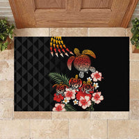 Hawaiian Hibiscus Turtle and Tropical Flower Rubber Doormat Dynamic Vibe