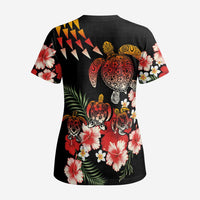 Hawaiian Hibiscus Turtle and Tropical Flower Scrub Top Dynamic Vibe LT03 - Polynesian Pride