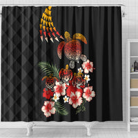 Hawaiian Hibiscus Turtle and Tropical Flower Shower Curtain Dynamic Vibe