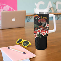 Hawaiian Hibiscus Turtle and Tropical Flower Tumbler With Handle Dynamic Vibe