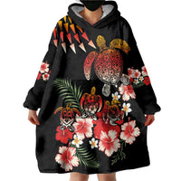 Hawaiian Hibiscus Turtle and Tropical Flower Wearable Blanket Hoodie Dynamic Vibe