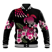 Hawaiian Hibiscus Turtle and Tropical Flower Baseball Jacket Sweet Vibe