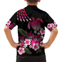 Hawaiian Hibiscus Turtle and Tropical Flower Family Matching Off Shoulder Maxi Dress and Hawaiian Shirt Sweet Vibe