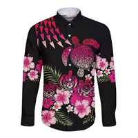 Hawaiian Hibiscus Turtle and Tropical Flower Long Sleeve Button Shirt Sweet Vibe