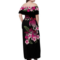 Hawaiian Hibiscus Turtle and Tropical Flower Off Shoulder Maxi Dress Sweet Vibe