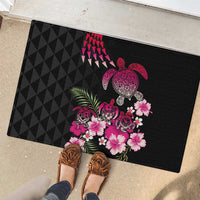 Hawaiian Hibiscus Turtle and Tropical Flower Rubber Doormat Sweet Vibe