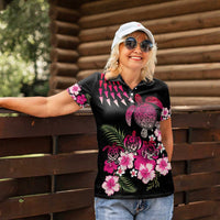 Hawaiian Hibiscus Turtle and Tropical Flower Women Polo Shirt Sweet Vibe