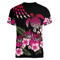Hawaiian Hibiscus Turtle and Tropical Flower Women V-Neck T-Shirt Sweet Vibe