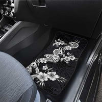 Hawaiian-Polynesian Art Tattoo Car Mats Hibiscus and Plumeria Grayscale