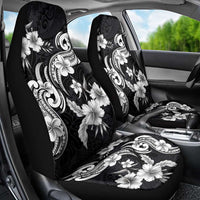 Hawaiian-Polynesian Art Tattoo Car Seat Cover Hibiscus and Plumeria Grayscale