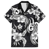 Hawaiian-Polynesian Art Tattoo Hawaiian Shirt Hibiscus and Plumeria Grayscale