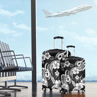 Hawaiian-Polynesian Art Tattoo Luggage Cover Hibiscus and Plumeria Grayscale