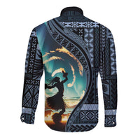 Samoan Siapo Motif and Siva Afi Dance Long Sleeve Button Shirt