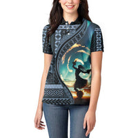 Samoan Siapo Motif and Siva Afi Dance Women Polo Shirt