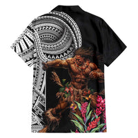 Samoan Warrior Art Tattoo Family Matching Long Sleeve Bodycon Dress and Hawaiian Shirt Polynesian Pattern and Teuila