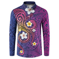 Hawaiian Octopus Tattoo and Frangipani Button Sweatshirt LT03 Purple - Polynesian Pride