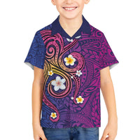 Hawaiian Octopus Tattoo and Frangipani Family Matching Off The Shoulder Long Sleeve Dress and Hawaiian Shirt LT03 Son's Shirt Purple - Polynesian Pride