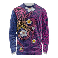 Hawaiian Octopus Tattoo and Frangipani Long Sleeve Shirt LT03 Unisex Purple - Polynesian Pride