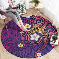 Hawaiian Octopus Tattoo and Frangipani Round Carpet LT03 - Polynesian Pride