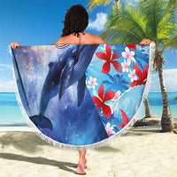 Hawaii Aloha Whales Beach Blanket Hibiscus and Whales with Polynesian Pattern - Polynesian Pride
