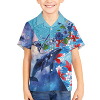 Hawaii Aloha Whales Family Matching Tank Maxi Dress and Hawaiian Shirt Hibiscus and Whales with Polynesian Pattern - Polynesian Pride