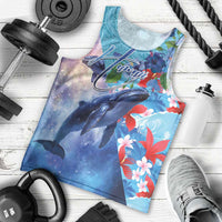 Hawaii Aloha Whales Men Tank Top Hibiscus and Whales with Polynesian Pattern LT03 - Polynesian Pride