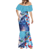 Hawaii Aloha Whales Mermaid Dress Hibiscus and Whales with Polynesian Pattern - Polynesian Pride