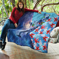 Hawaii Aloha Whales Quilt Hibiscus and Whales with Polynesian Pattern - Polynesian Pride