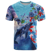 Hawaii Aloha Whales T Shirt Hibiscus and Whales with Polynesian Pattern - Polynesian Pride