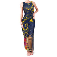 Tokelau Tokehega Day Family Matching Tank Maxi Dress and Hawaiian Shirt Coat of Arms with Polynesian Tattoo and Hibiscus
