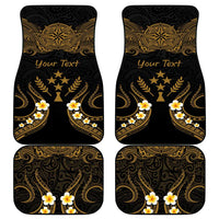 Personalised Kosrae Liberation Day Car Mats Polynesian Tattoo and Plumeria Gold Color