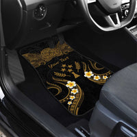 Personalised Kosrae Liberation Day Car Mats Polynesian Tattoo and Plumeria Gold Color