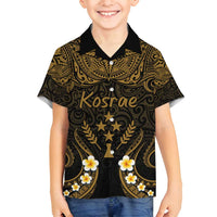Personalised Kosrae Liberation Day Family Matching Summer Maxi Dress and Hawaiian Shirt Polynesian Tattoo and Plumeria Gold Color