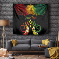 Personalised Kosrae Liberation Day Tapestry Polynesian Tattoo and Plumeria Reggae Color