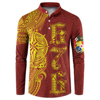 Tonga 676 Ngatu Tribal Tattoo Button Sweatshirt