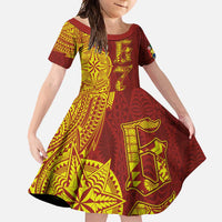 Tonga 676 Ngatu Tribal Tattoo Family Matching Mermaid Dress and Hawaiian Shirt LT03 Daughter's Dress Red - Polynesian Pride