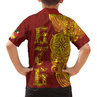 Tonga 676 Ngatu Tribal Tattoo Family Matching Off Shoulder Maxi Dress and Hawaiian Shirt LT03 - Polynesian Pride