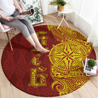 Tonga 676 Ngatu Tribal Tattoo Round Carpet LT03 - Polynesian Pride