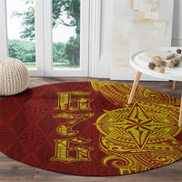 Tonga 676 Ngatu Tribal Tattoo Round Carpet LT03 - Polynesian Pride