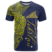 Personalised Tokelau Classic Ngatu Motifs T Shirt LT03 Blue - Polynesian Pride