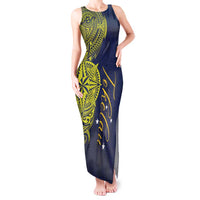 Personalised Tokelau Classic Ngatu Motifs Tank Maxi Dress LT03 Women Blue - Polynesian Pride