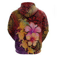 Hawaiian Hibiscus Turtle Tribal Polynesian Pattern Hoodie Colorful Color LT03 - Polynesian Pride